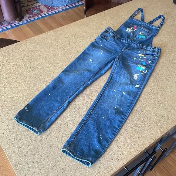 Cat & Jack Blue Denim Overalls with Paint Splatter - Picture 3 of 11